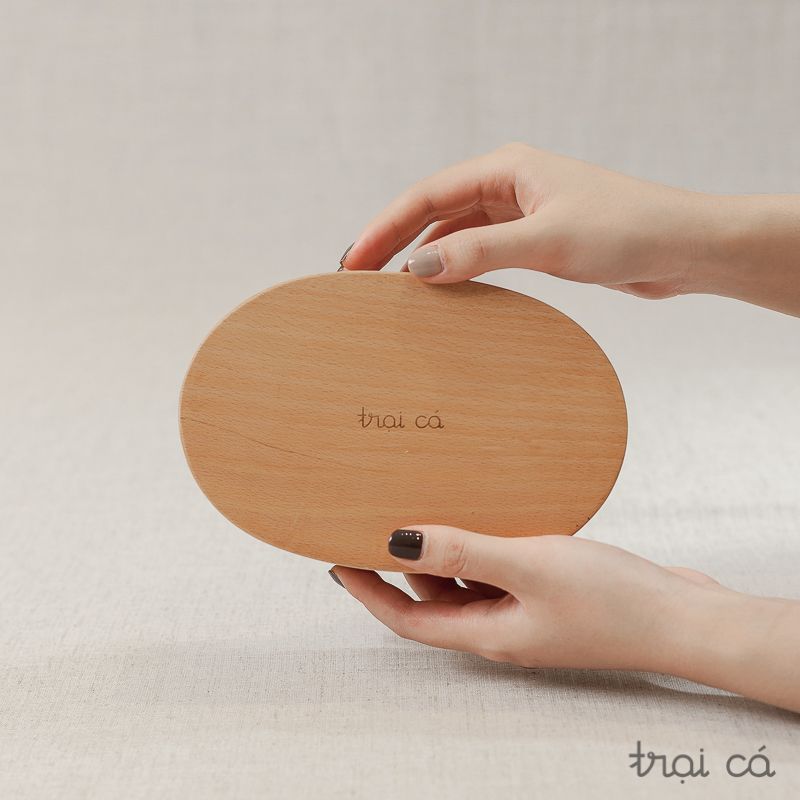  Hộp bento oval gỗ beech (18x12x5,5cm) 