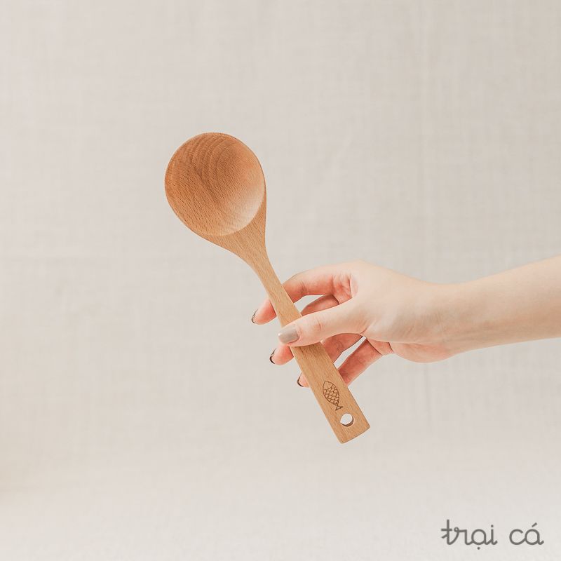  Muôi canh tròn gỗ beech (23cm) - nhỡ 