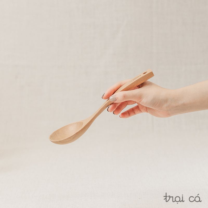  Muôi canh tròn lớn gỗ beech (27cm) 