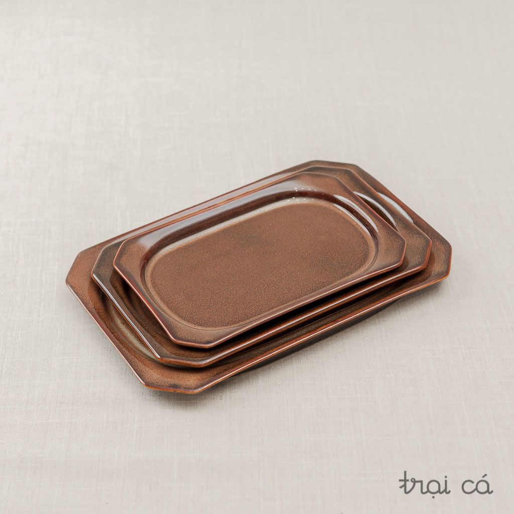  Đĩa chữ nhật nhỏ gốm Chinh (22.3x15.2cm) 