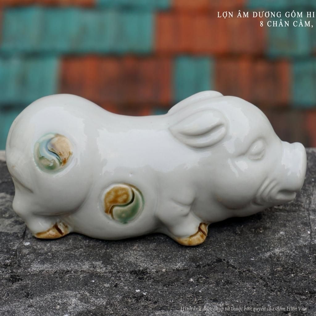  Lợn gốm âm dương Hiên Vân (16x5x6cm) 