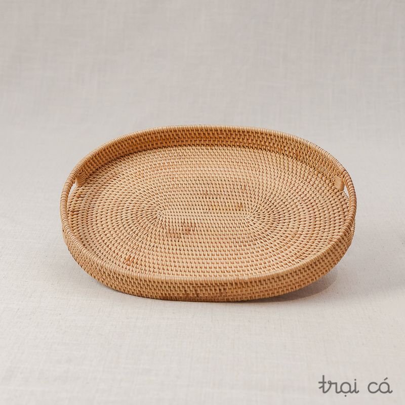  Khay mây guột oval có tay cầm (27x36x4cm) 