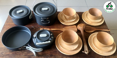 Bộ nồi nhôm + bát đĩa gỗ dành cho 4 người Naturehike