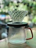 Bộ bình và phễu v60 thủy tinh Borosilicate pha cafe giấy lọc Pour Over siêu nhanh