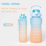 Bộ bình đựng nước BPA-free (2L & 1L) có vạch nhắc giờ uống nước (tặng bộ sticker 3D)