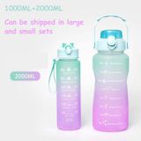 Bộ bình đựng nước BPA-free (2L & 1L) có vạch nhắc giờ uống nước (tặng bộ sticker 3D)