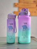 Bộ bình đựng nước BPA-free (2L & 1L) hình gấu (tặng bộ sticker 3D)