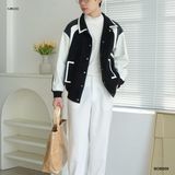  Áo Khoác Bomber Varsity Nam MANDO Vải Dạ Phối Tay Da Form Rộng Phong Cách Unisex Thời Trang Hàn Quốc BOB009 