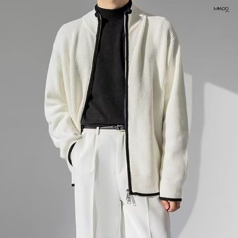  Áo Khoác Thể Thao Jacket Len Nam MANDO Dài Tay Form Rộng Phối Màu Kiểu Dáng Basic Unisex Thời Trang Hàn Quốc JAK010 
