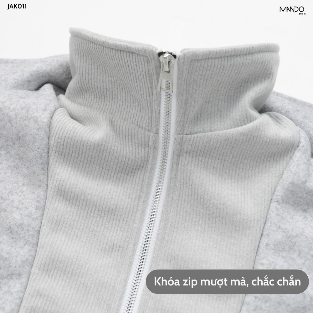  Áo Khoác 2 Khóa Nam Cổ Cao Chất Liệu Dạ Ép MANDO Form Rộng Kiểu Dáng Basic Unisex Thời Trang Hàn Quốc JAK011 