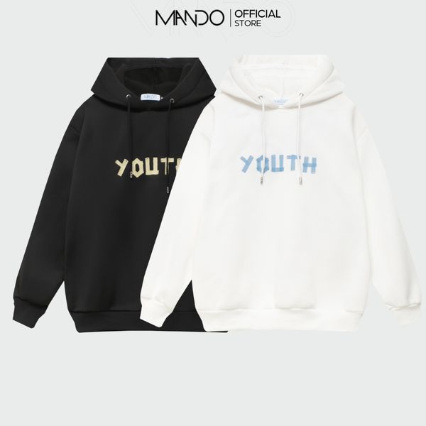  Áo Nỉ Hoodie Nam Dài Tay 2 Màu Đen Trắng MANDO Chất Nỉ Cao Cấp Form Rộng Hình In Basic Unisex Thời Trang Hàn Quốc HOD003 