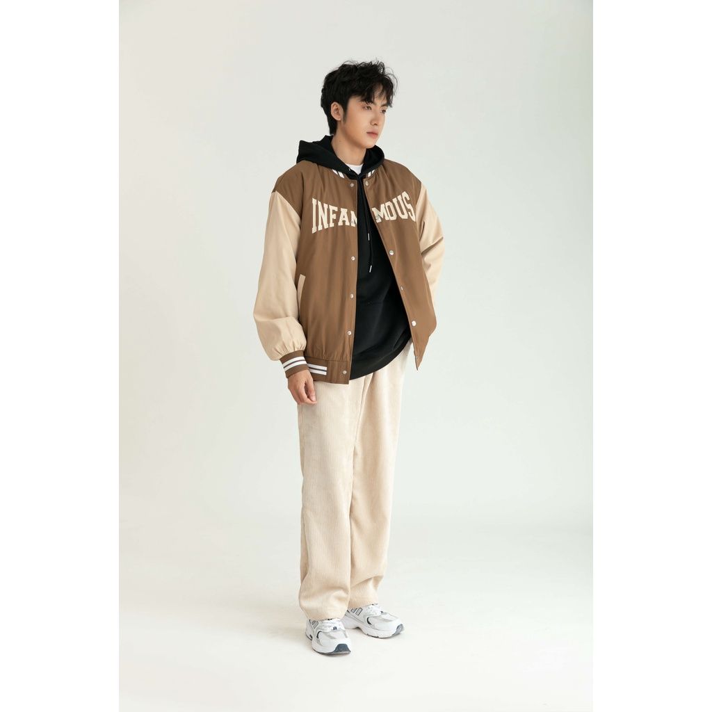  Áo Khoác Bomber Varsity Nam MANDO Vải Gió Phối Tay Form Rộng Phong Cách Unisex Thời Trang Hàn Quốc BOB010 