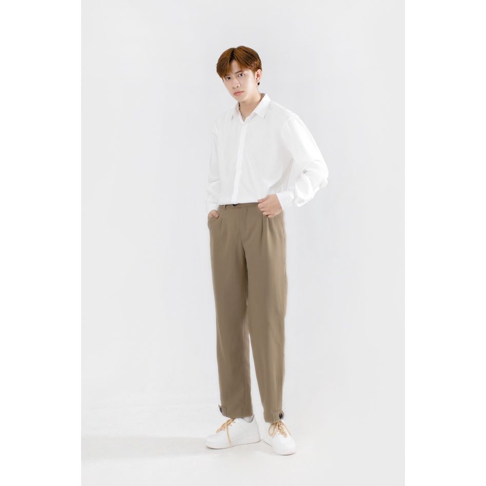  Áo Sơ Mi Giấu Cúc Cổ Bẻ Trơn Dài Tay Nam MANDO Form Slimfit Basic Unisex Thời Trang Công Sở Hàn Quốc SMD119 