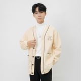  Áo Khoác Cardigan Nam MANDO Trơn Dài Tay Nỉ Trần Bông Cao Cấp Form Rộng Basic Unisex Thời Trang Hàn Quốc NDN077 