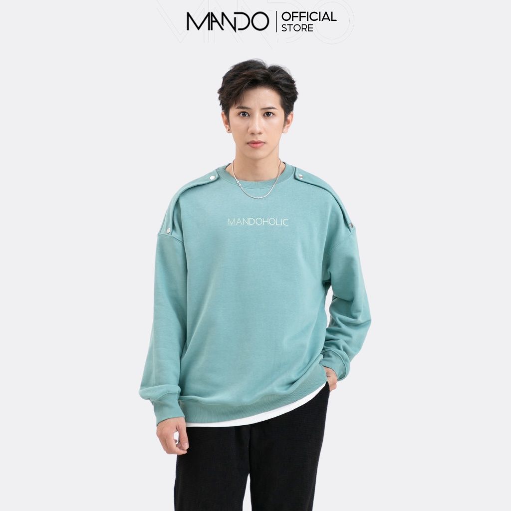  Áo Sweater Nỉ Nam MANDO Phối Cúc Cách Điệu Chất Liệu Nỉ Chân Cua Dày Dặn, Form Rộng Unisex Phong Cách Unisex SWT011 