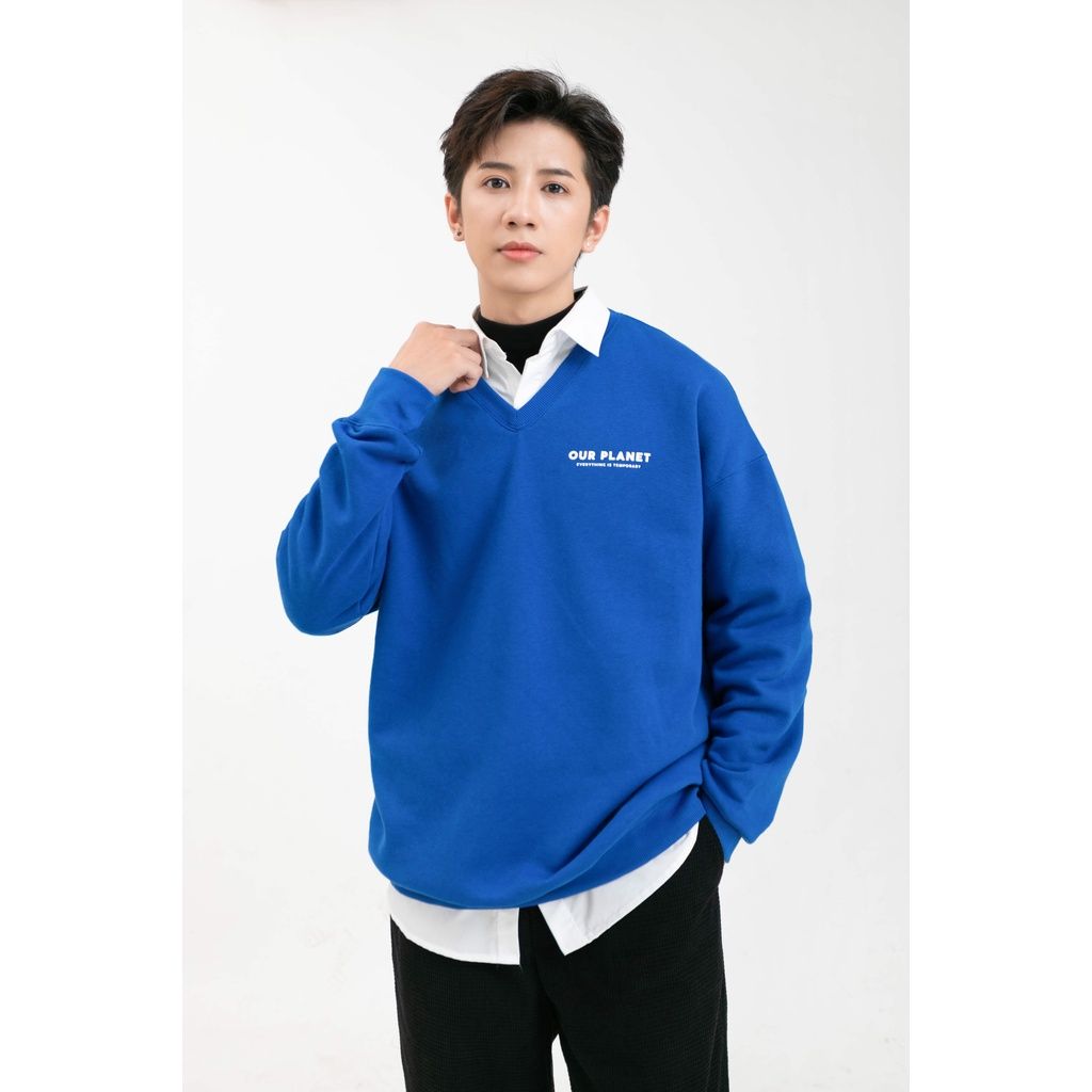  Áo Sweater Nỉ Nam Cổ Tim MANDO Chất Liệu Nỉ Cào Cotton Mềm Mịn Form Rộng Phong Cách Hàn Quốc - SWT007 