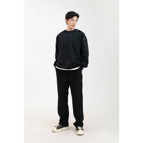  Áo Sweater Nỉ Nam MANDO Phối Cúc Cách Điệu Chất Liệu Nỉ Chân Cua Dày Dặn, Form Rộng Unisex Phong Cách Unisex SWT011 