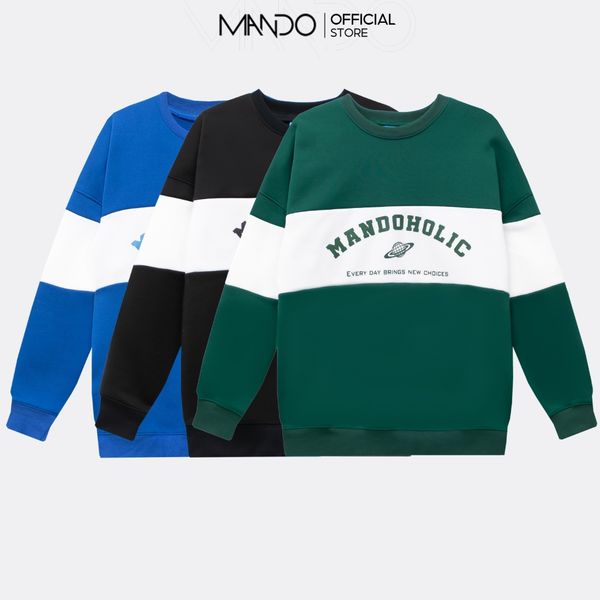  Áo Sweater Nỉ Nam MANDO Phối Màu Chất liệu Nỉ Cào Dày Dặn, Form Rộng Hình In Unisex Phong Cách Unisex SWT012 