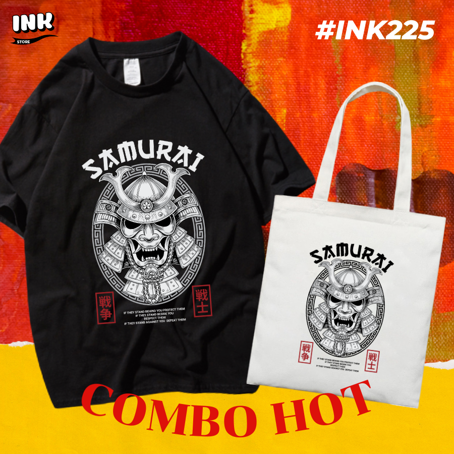 COMBO HOT: Áo thun + túi canvas STYLE JAPAN SAMURAI INK225