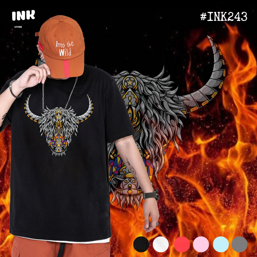 Áo thun HỌA TIẾT SỪNG TRÂU ĐỘC LẠ INK243
