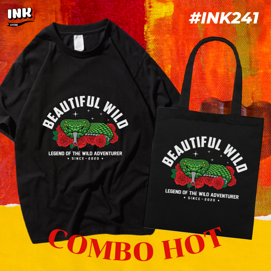 COMBO HOT: Áo thun + túi canvas BEAUTIFUL WILD INK241