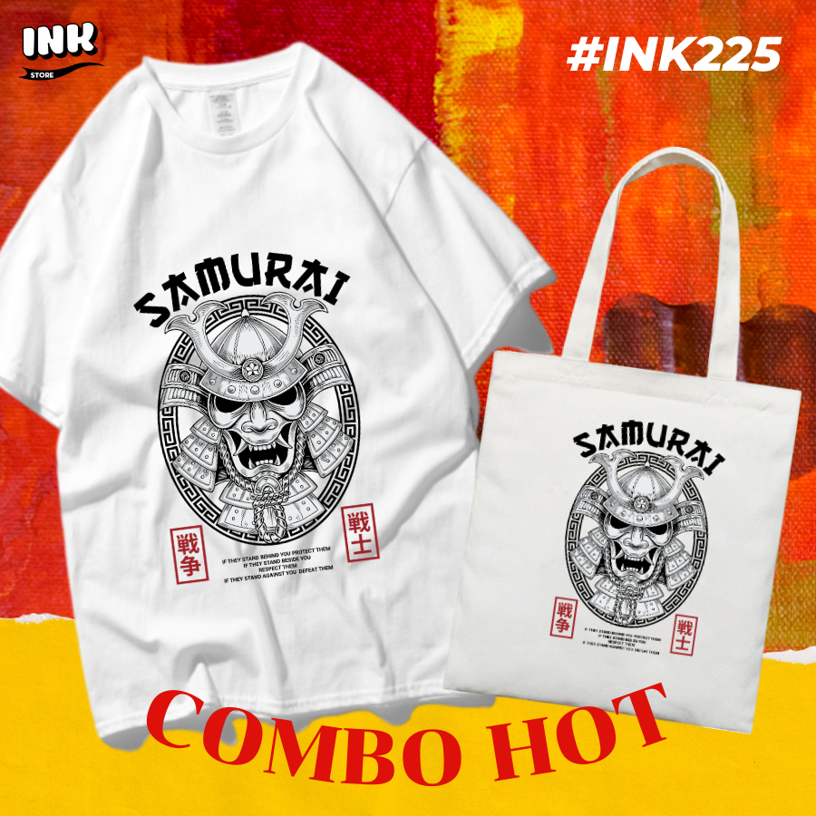 COMBO HOT: Áo thun + túi canvas STYLE JAPAN SAMURAI INK225