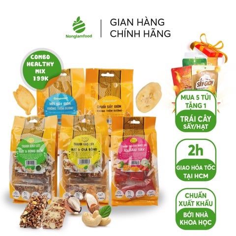 Combo Healthy Mix 5 (có vị Dâu Tây) món ăn vặt GABRI Food | Ăn vặt văn phòng | Ăn vặt dinh dưỡng