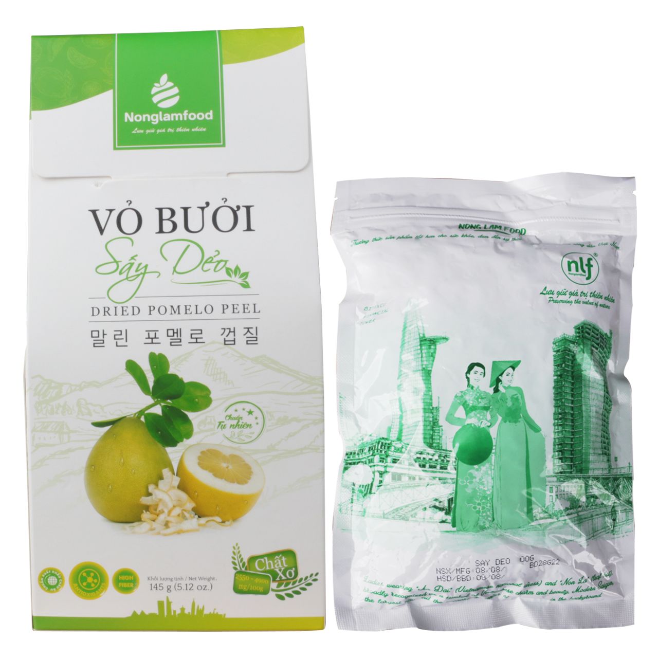 Vỏ bưởi sấy dẻo Nonglamfood hộp 145g | Ăn vặt tốt cho sức khỏe | Healthy Snack