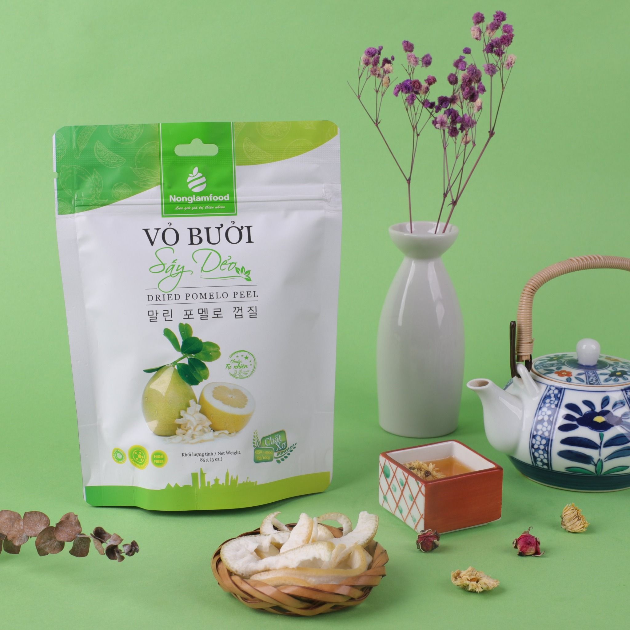 Vỏ Bưởi Sấy Dẻo Nonglamfood túi 85g | Ăn vặt tốt cho sức khỏe | Healthy Snack | Tăng đề kháng tự nhiên