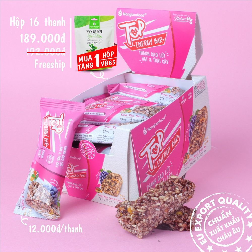 Thanh gạo lứt Top Energy Bar hạt & trái cây 17g | Tốt cho sức khỏe | Healthy Snack