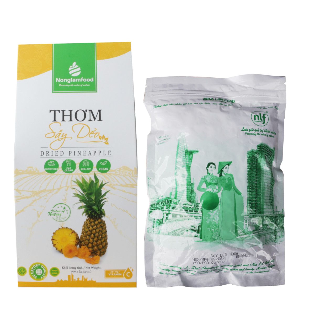 Thơm sấy dẻo Nonglamfood hộp 100g | Ăn vặt tốt cho sức khỏe | Healthy Snack