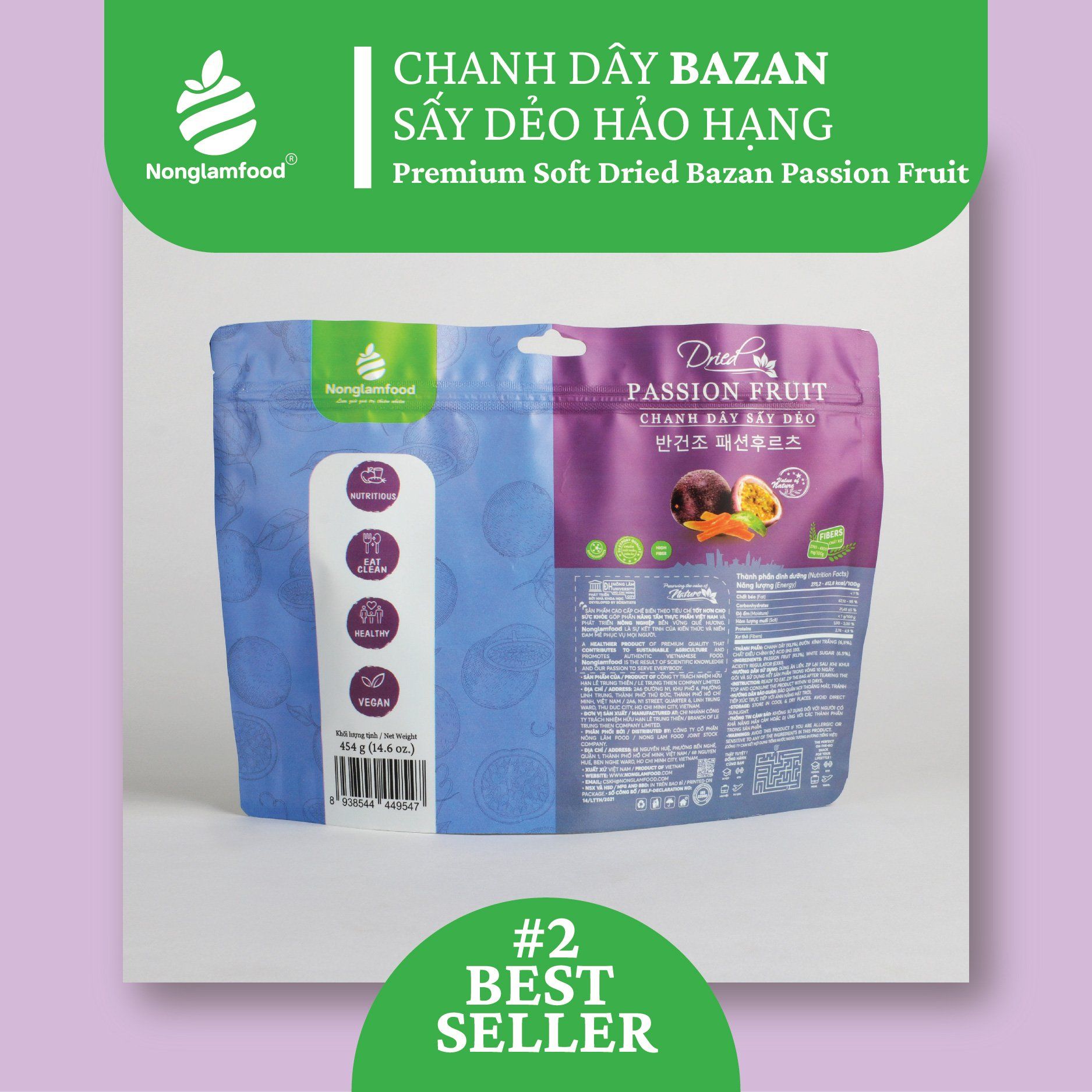 Chanh Dây Sấy Dẻo Nonglamfood túi 454g | Ăn vặt tốt cho sức khỏe | Healthy Snack