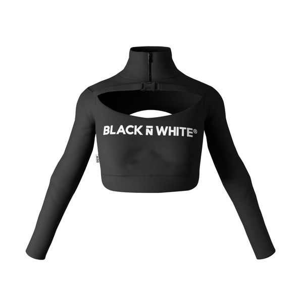 Bɴ̅W® Long-Sleeve Punk Style Crop-Top – BLACK ɴ̅ WHITE®