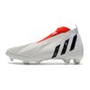 Giày đá bóng adidas Predator EDGE + đinh FG, màu xám trắng vạch đỏ