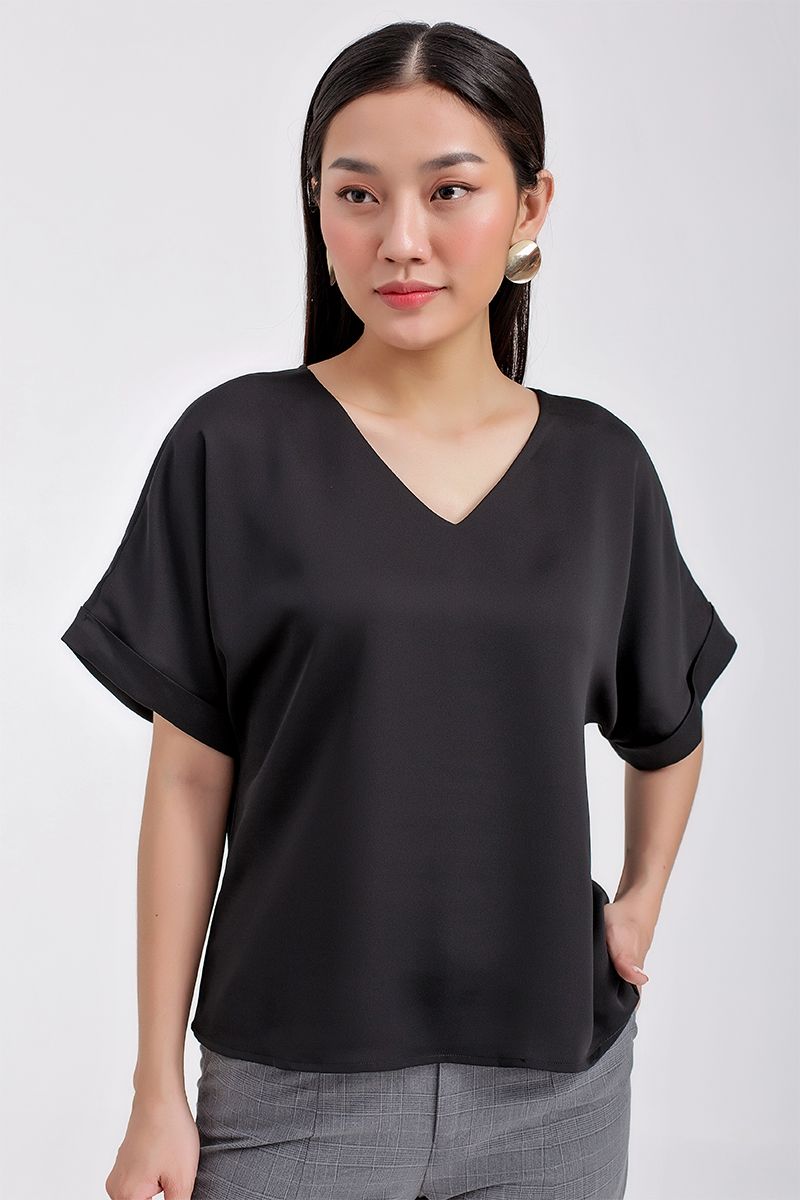 Áo kiểu nữ basic cổ tim FWBL20FH29T