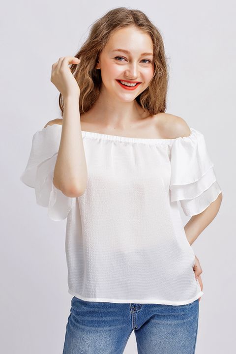 Áo kiểu nữ bẹt vai tay bèo FWBL20S022-L2