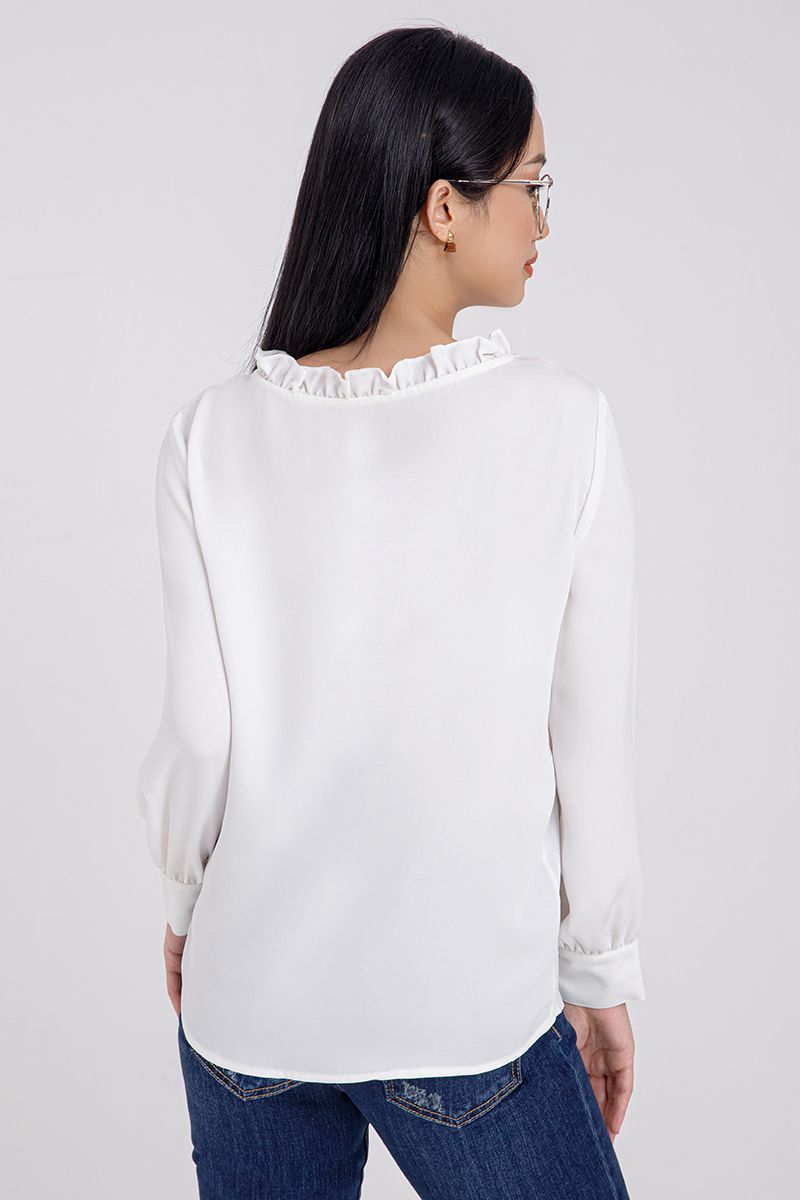Áo kiểu nữ cổ tròn phối bèo FWBL21SS01L