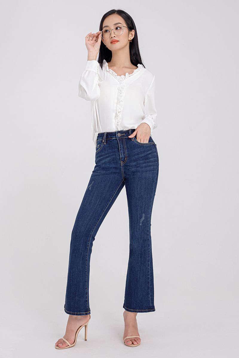 Áo kiểu nữ cổ tròn phối bèo FWBL21SS01L