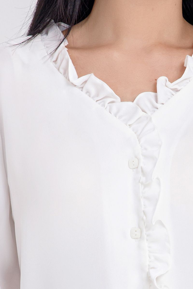 Áo kiểu nữ cổ tròn phối bèo FWBL21SS01L