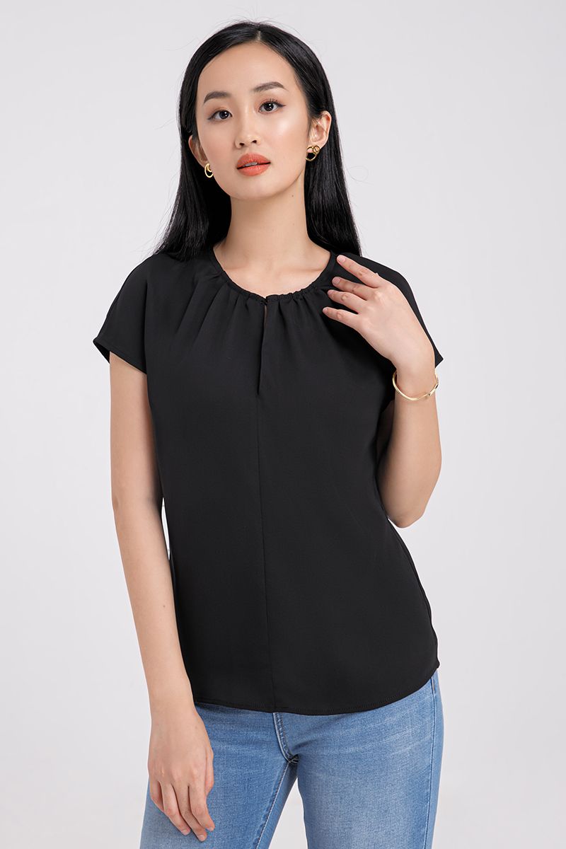 Áo kiểu nữ cổ tròn xếp ly FWBL21SS02C