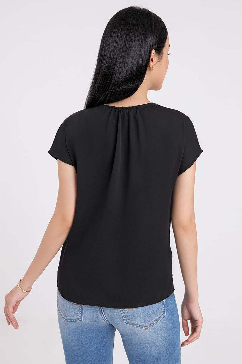 Áo kiểu nữ cổ tròn xếp ly FWBL21SS02C
