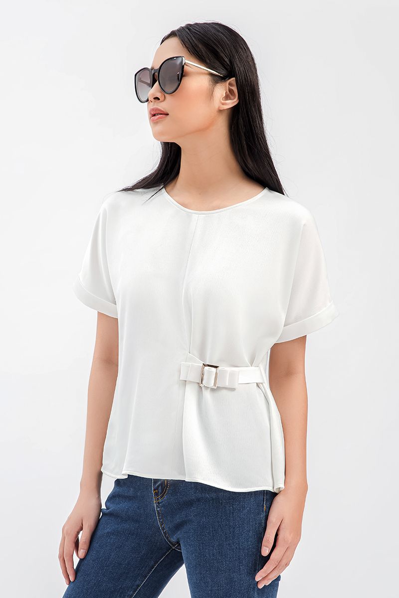 Áo kiểu nữ có thắt nơ 1 bên eo FWBL21SS36C