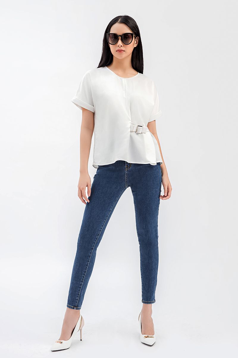 Áo kiểu nữ có thắt nơ 1 bên eo FWBL21SS36C
