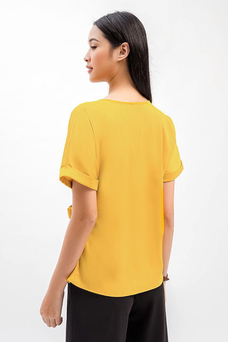 Áo kiểu nữ có thắt nơ 1 bên eo FWBL21SS36C