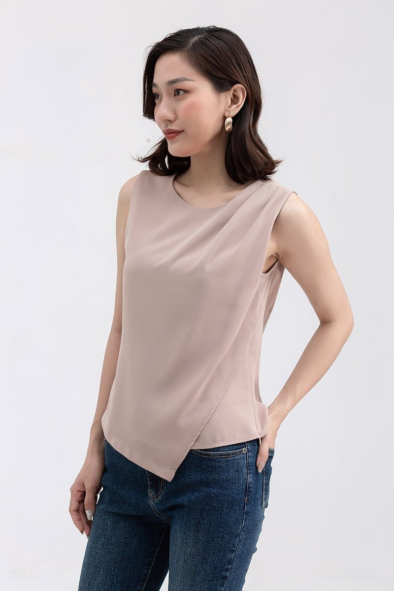  Áo kiểu nữ sát nách vạt chéo FWBL22SS03C 