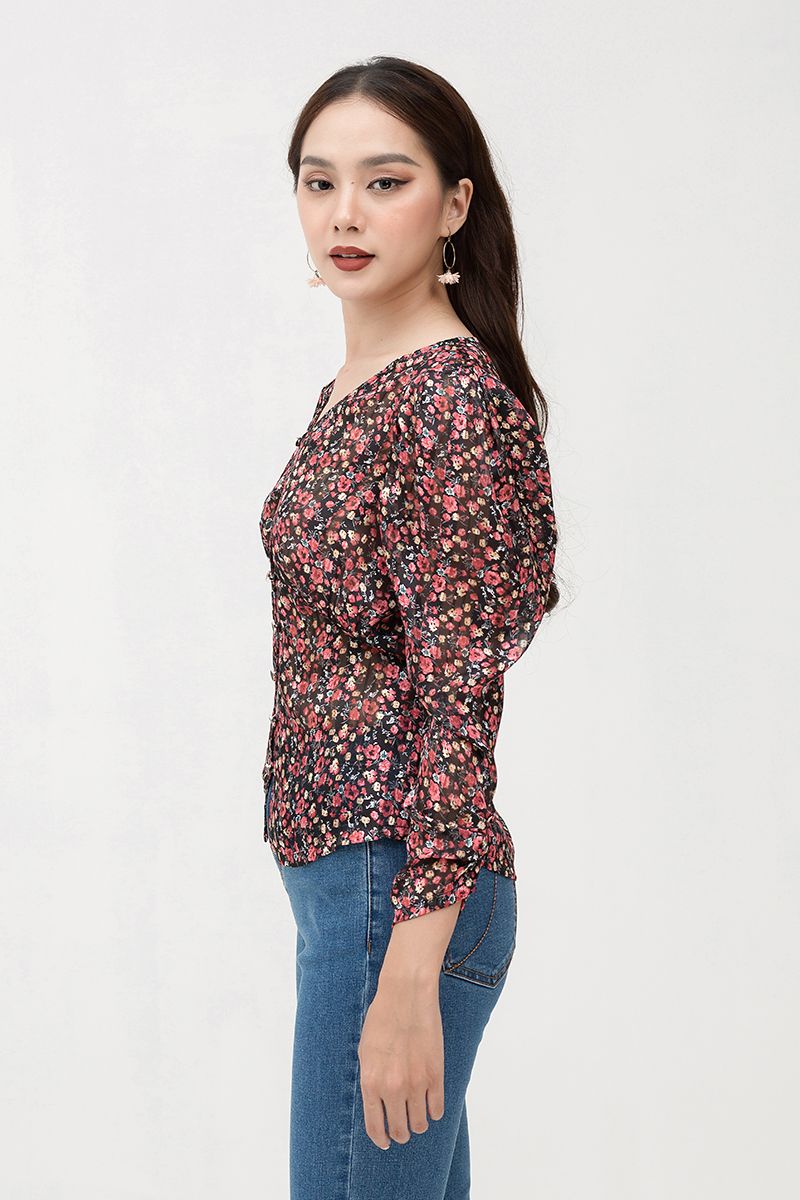 Áo kiểu nữ tay dài in họa tiết FWBL22SS09L