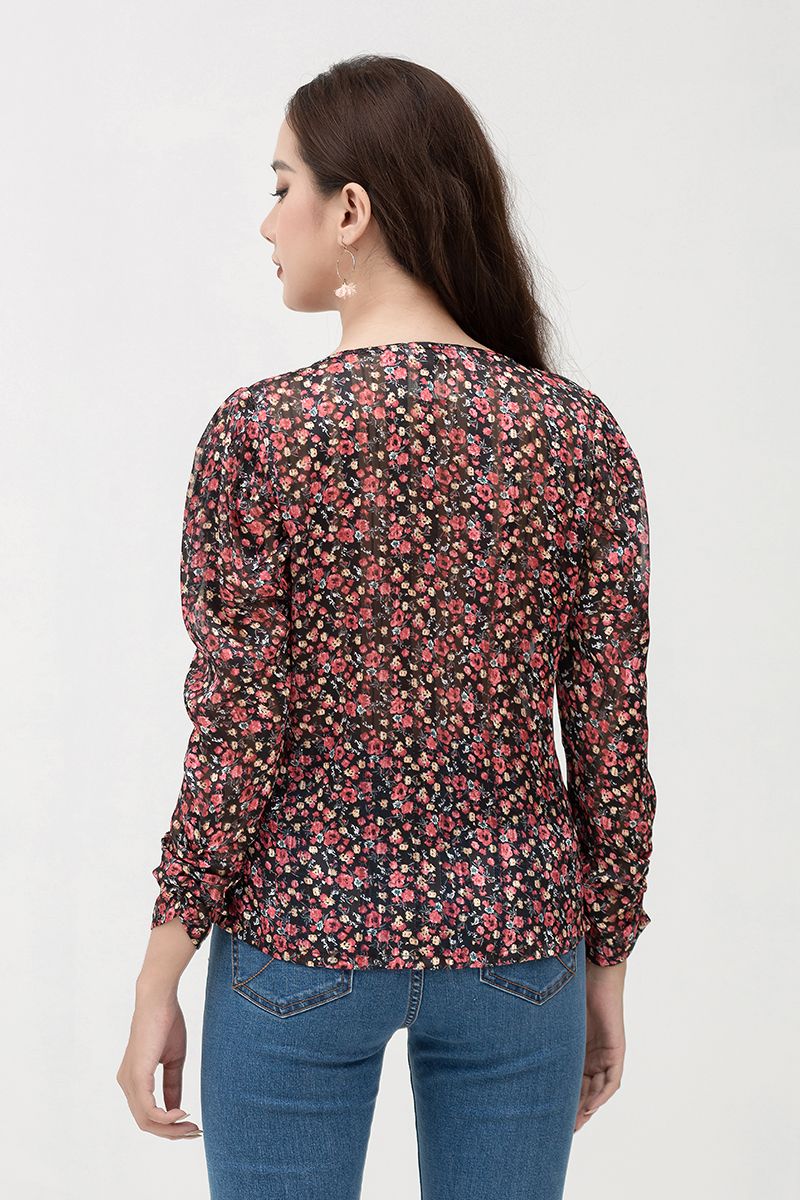 Áo kiểu nữ tay dài in họa tiết FWBL22SS09L