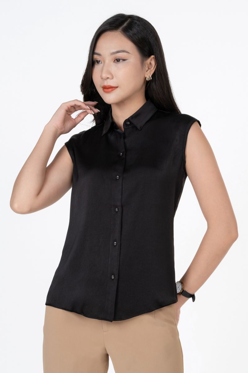 Áo kiểu nữ sát nách cổ sơ mi FWBL23SS07G