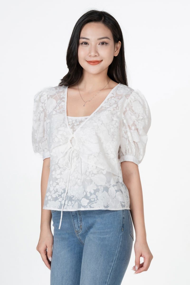  Áo Blouse Nữ Tay Bồng FWBL23SS10G 