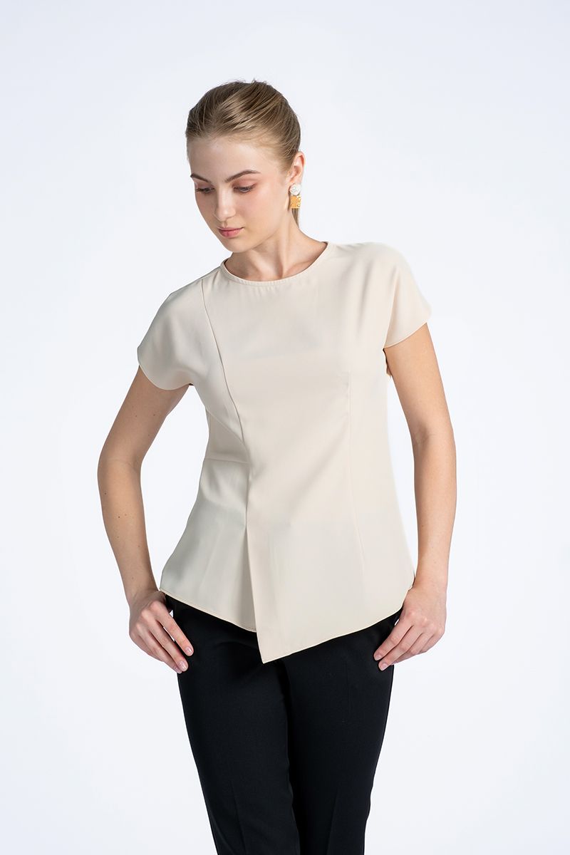  Áo Blouse Nữ Cổ Tròn Vạt Chéo FWBL24SS01C 